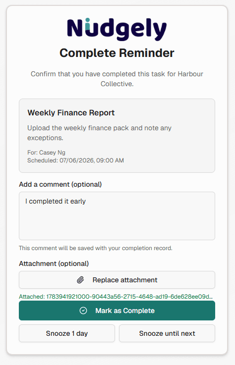 Completion with evidence