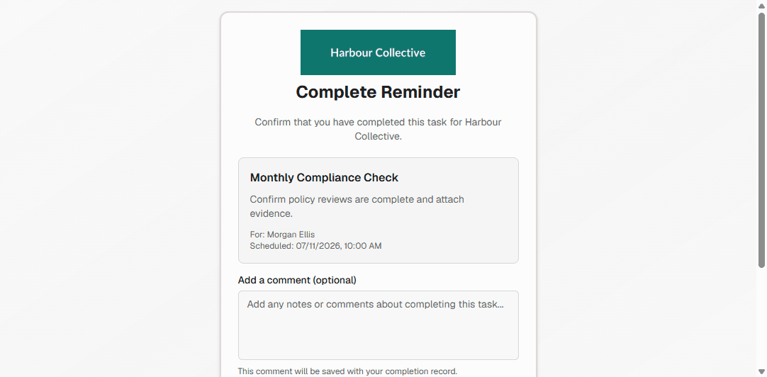 Branded completion page