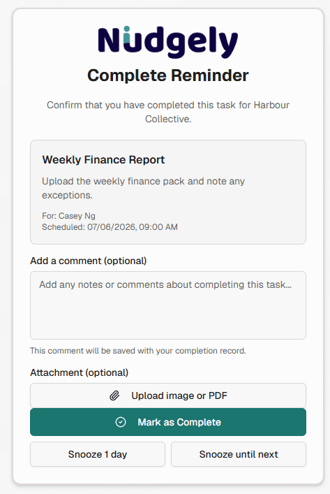 Secure completion page
